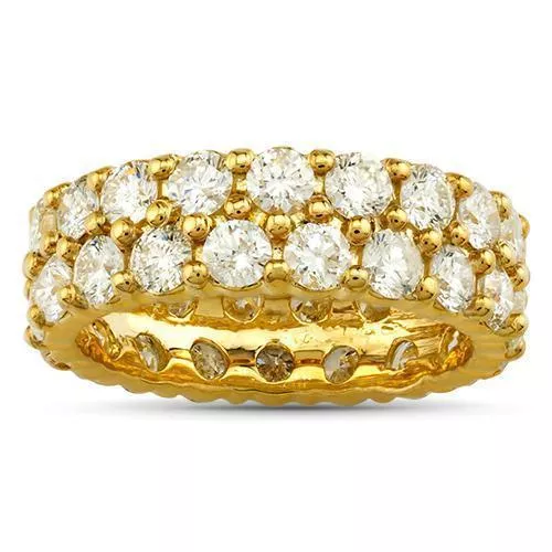14k Yellow Gold Diamond Two Row Eternity Band 4.50 Ctw