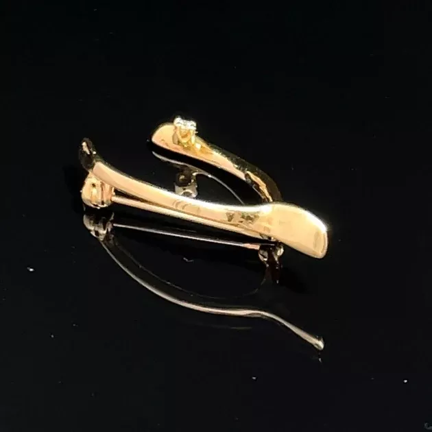 14k Yellow Gold Diamond Wishbone Pin