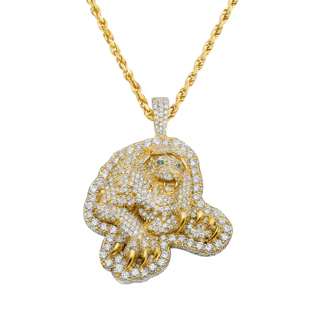 14K Yellow Gold & Diamonds Lion Head Pendant 2.50ctw