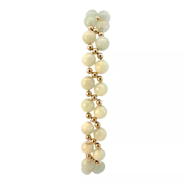 14K Yellow Gold Double-Strand Jade & Gold Bead Bracelet