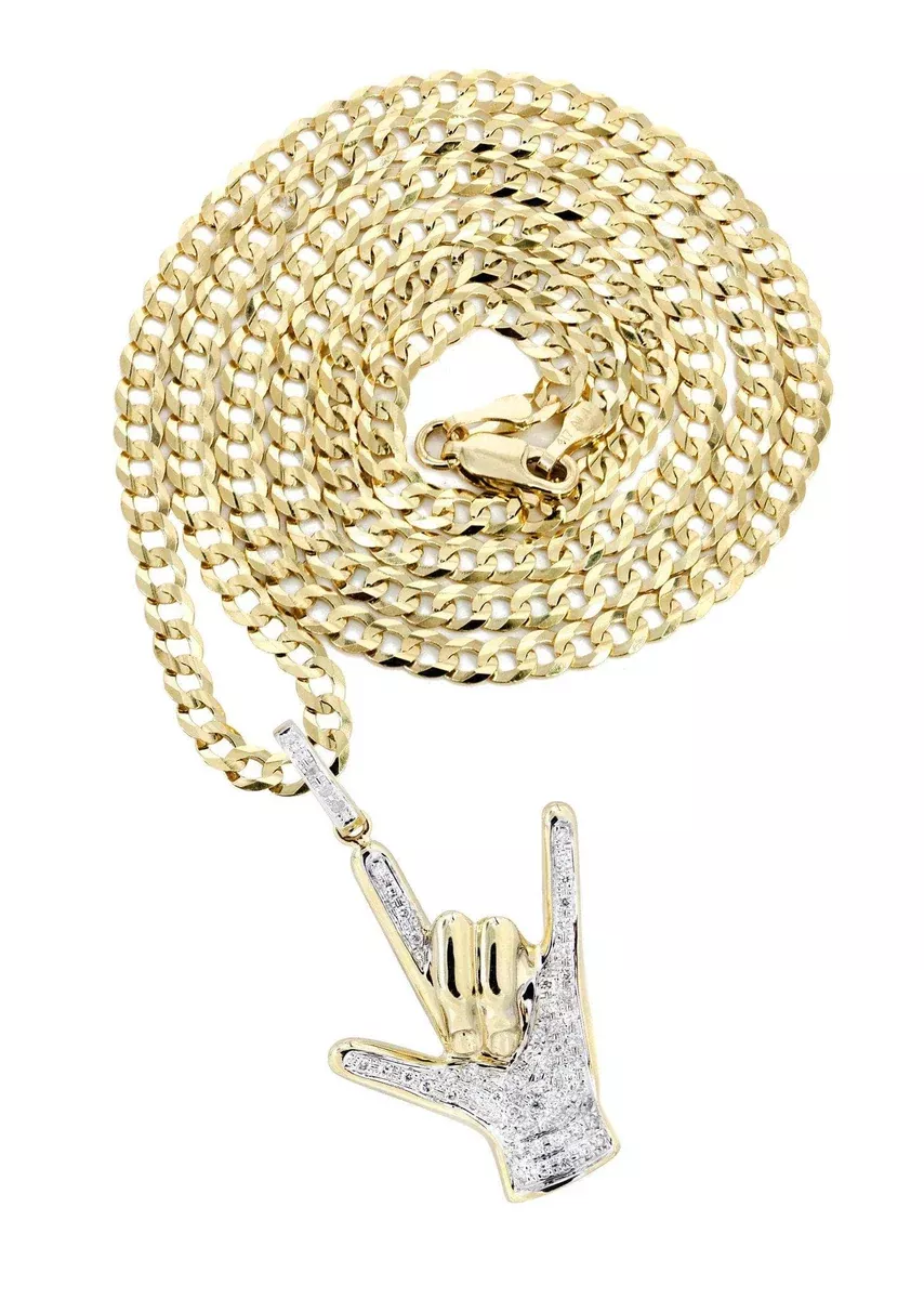 14K Yellow Gold Hand Diamond Necklace| 0.36 Carats