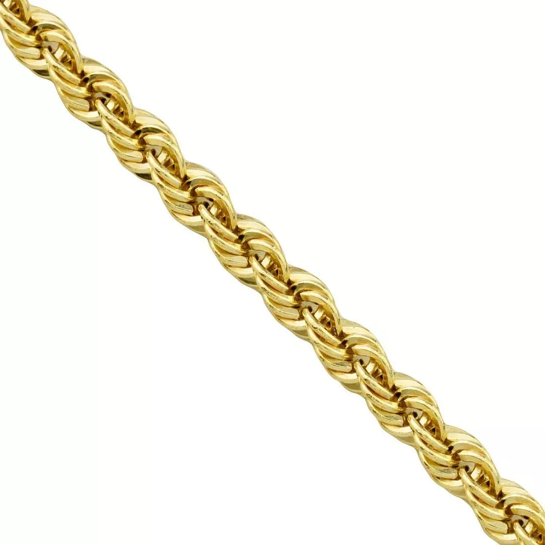 14k Yellow Gold Hollow Rope Chain 4 mm