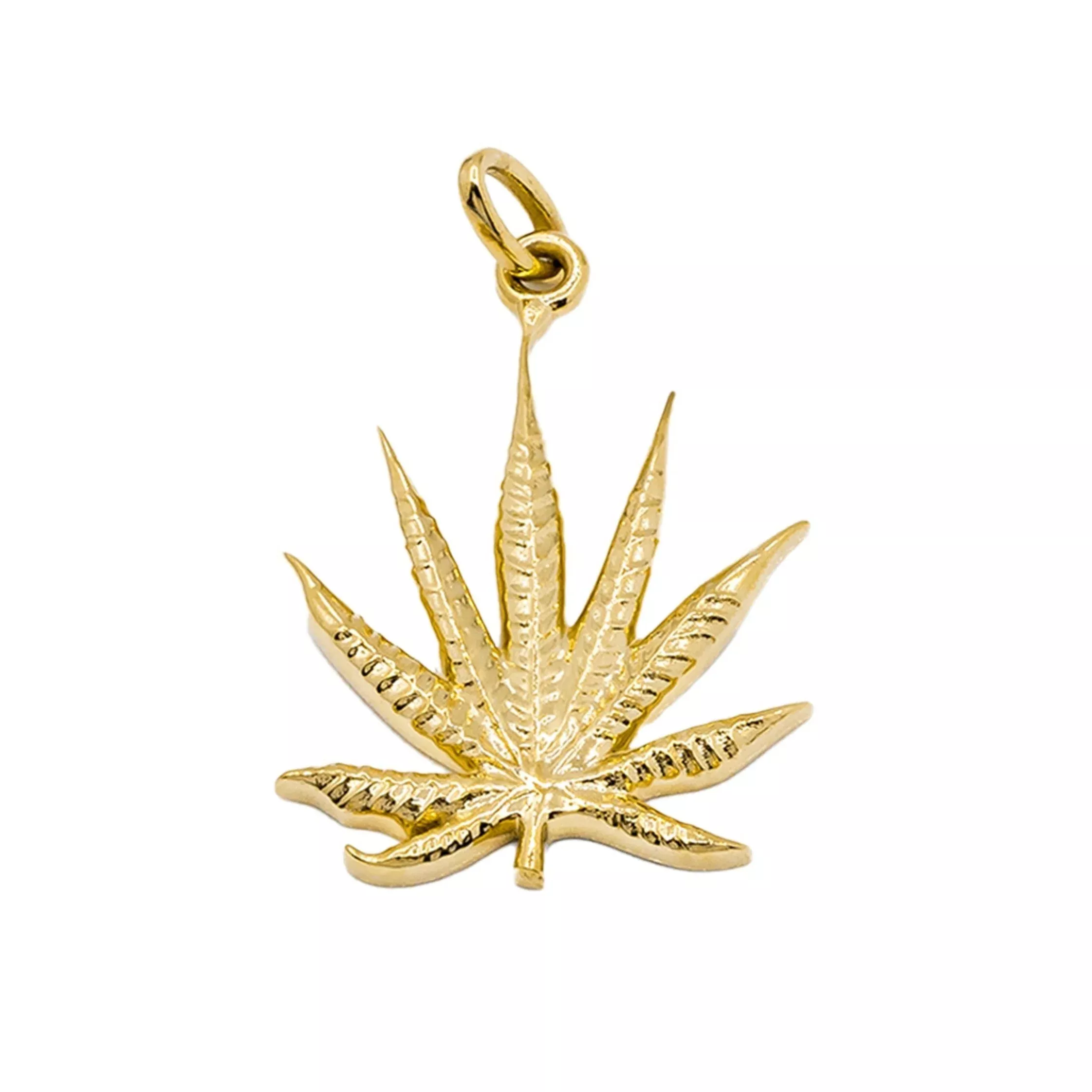 14k Yellow Gold Marijuana Pendant
