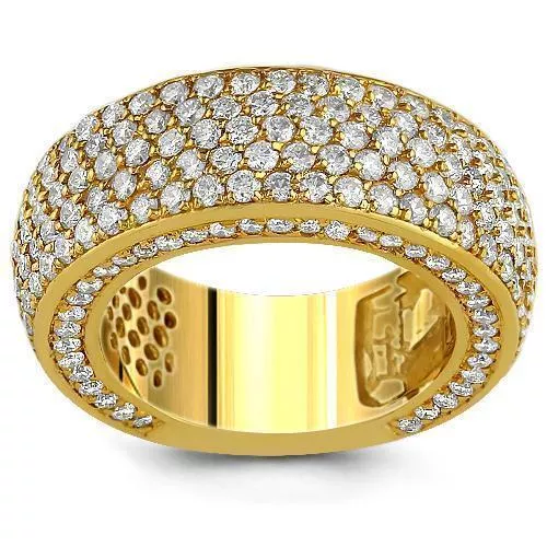 14K Yellow Gold Men's Diamond Wedding Ring Band 4.4 Cwt.