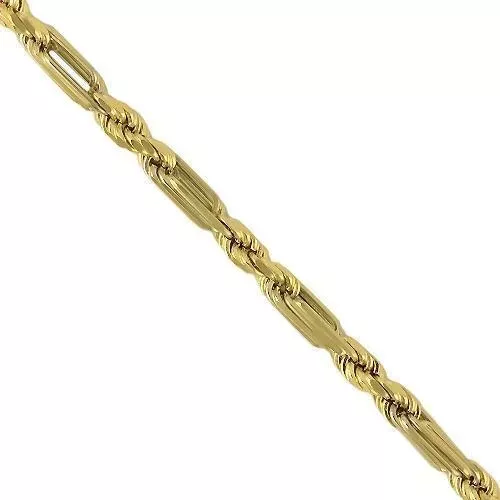 14k Yellow Gold Mens Solid Figaro Rope Chain 4 mm
