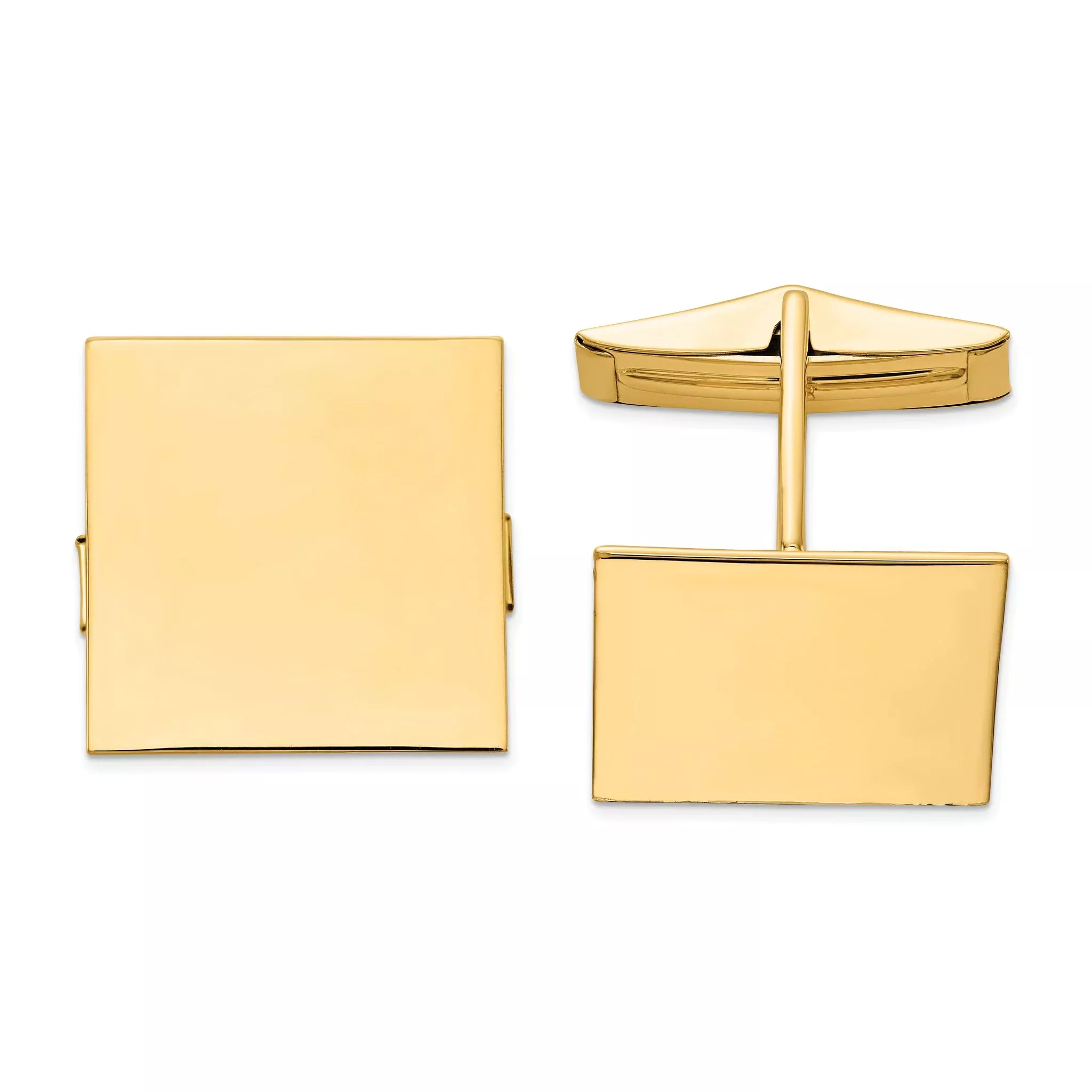 14K Yellow Gold Polished Square Cuff Links