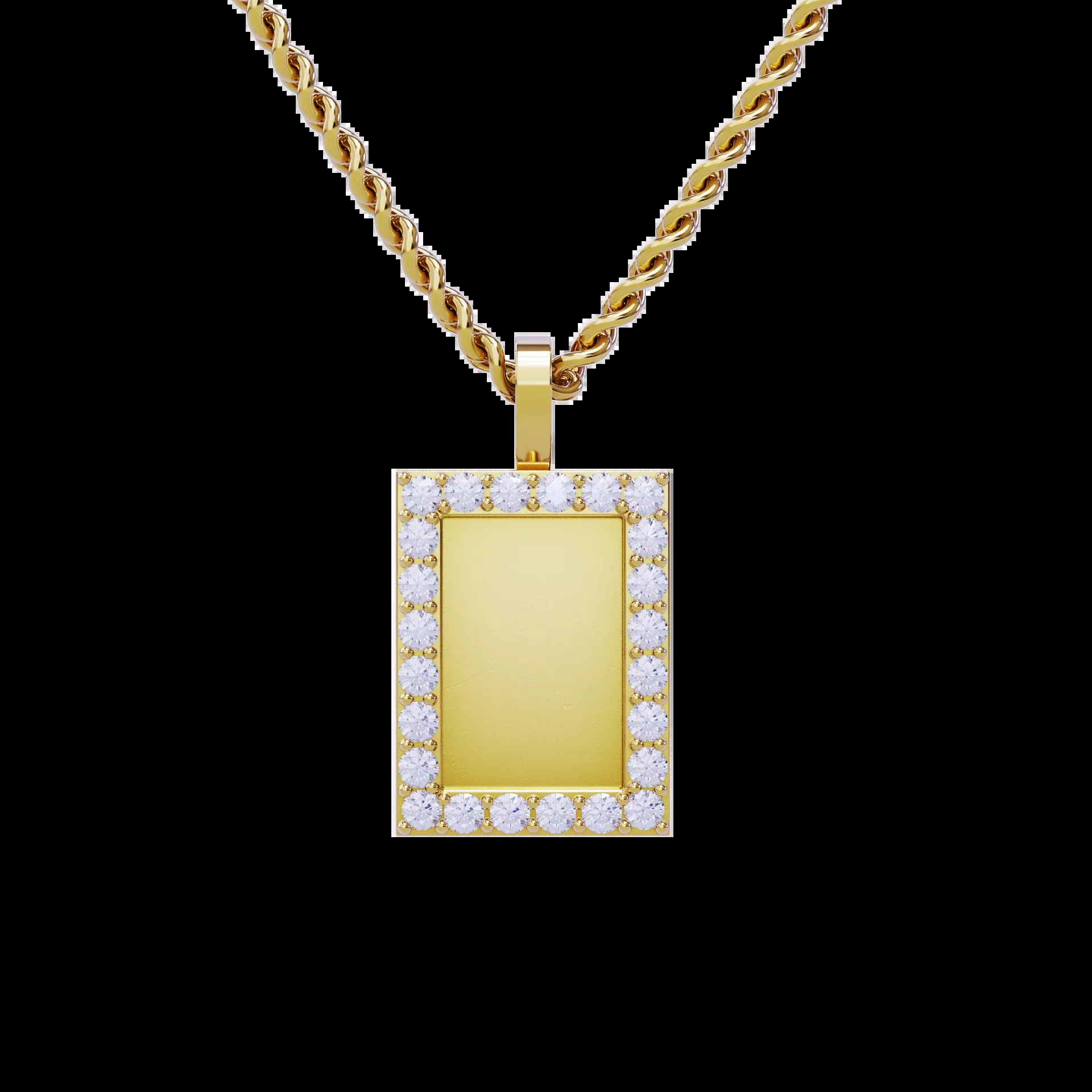 14k Yellow Gold Rectangle Shaped Diamond Memory Charm Pendant 0.98 Ctw