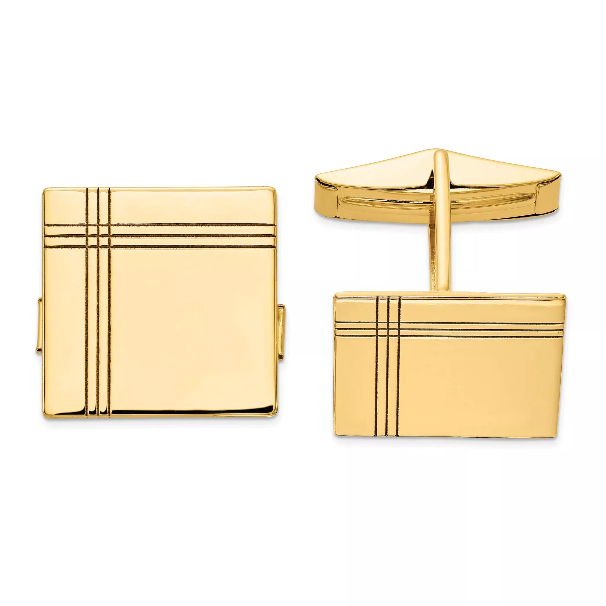 14K Yellow Gold Square Cuff Links