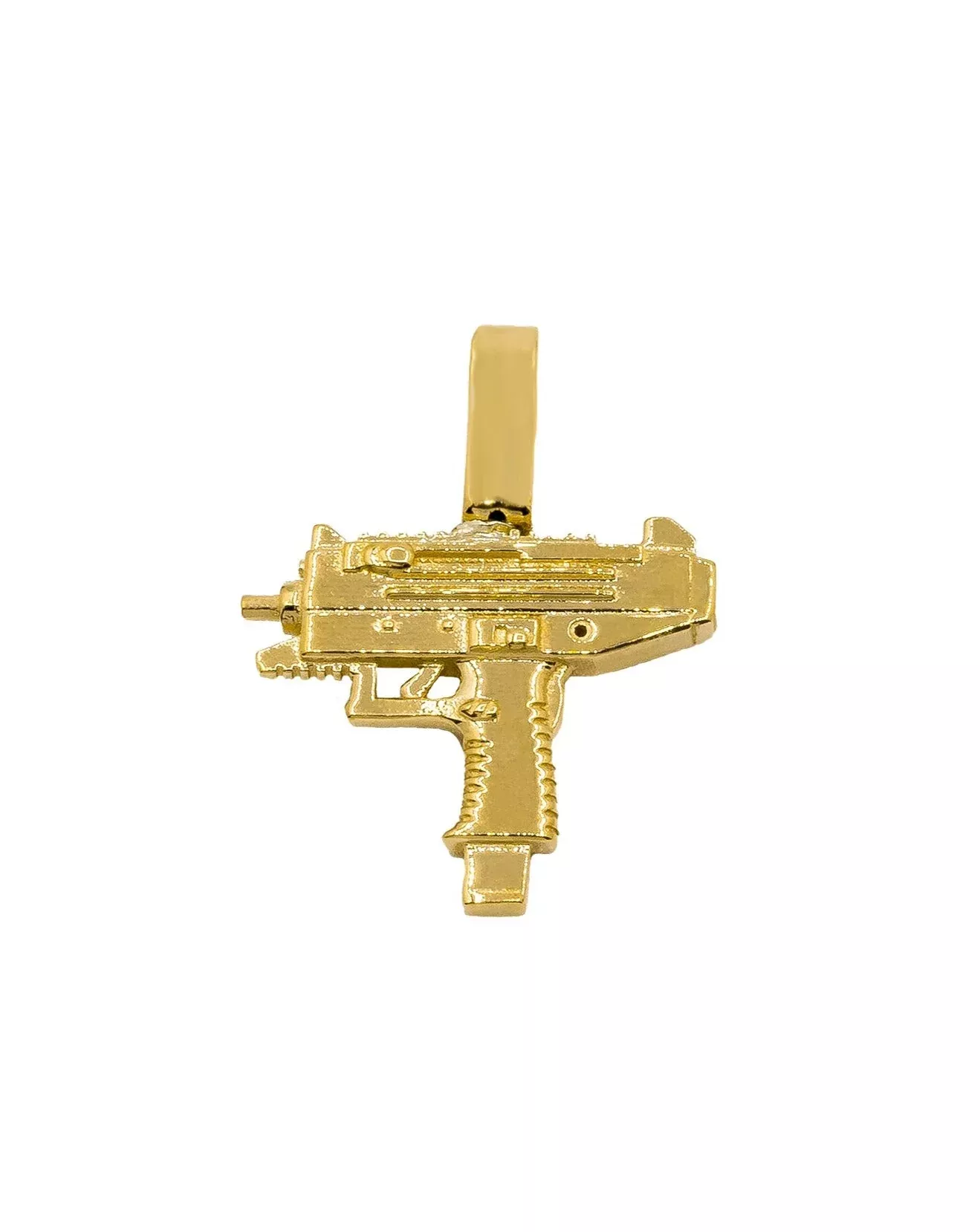 14k Yellow Gold Uzi Pistol Pendant