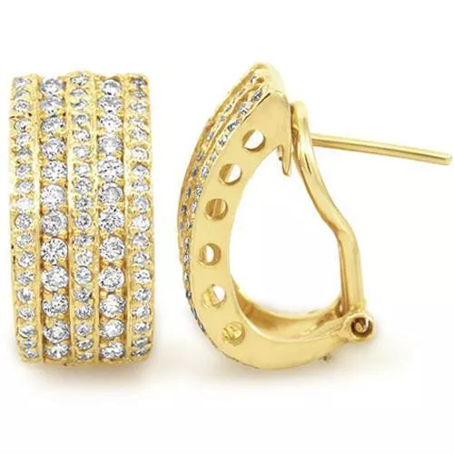 14K Yellow Gold Womens Diamond Earrings 1.50 Ctw