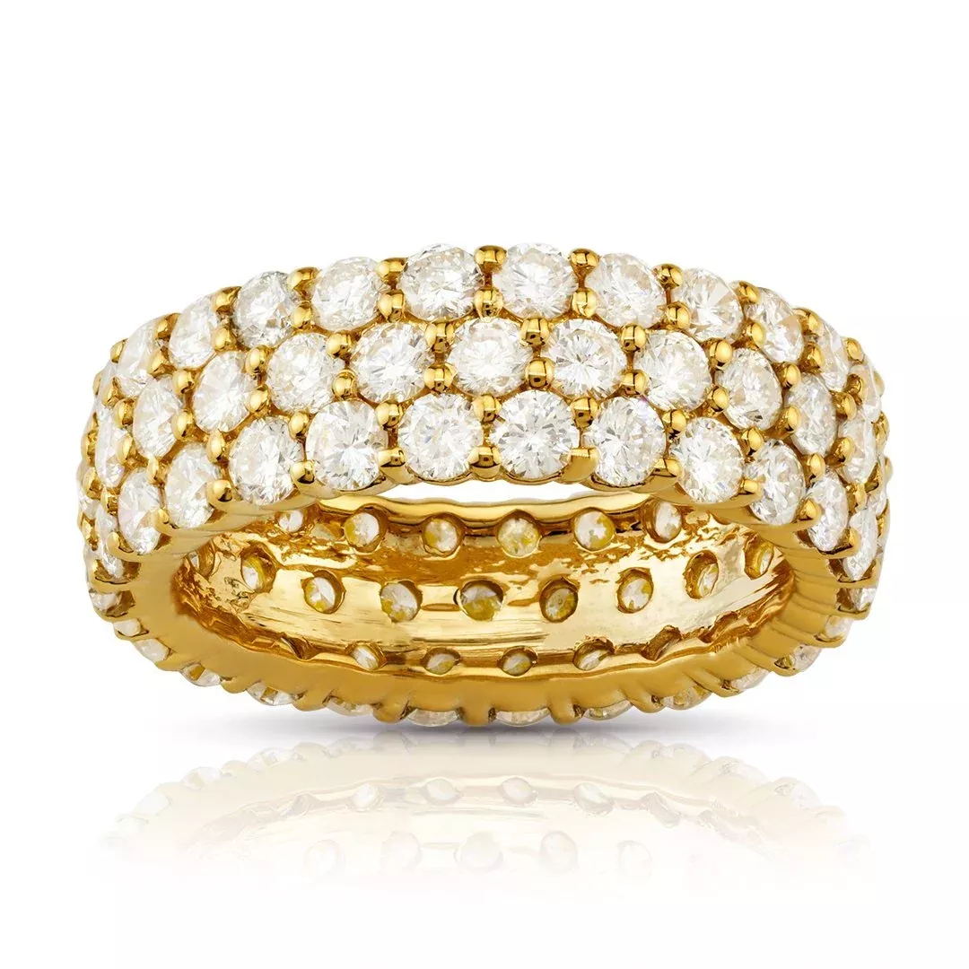 14k Yellow GoldDiamond Triple Row Eternity Band