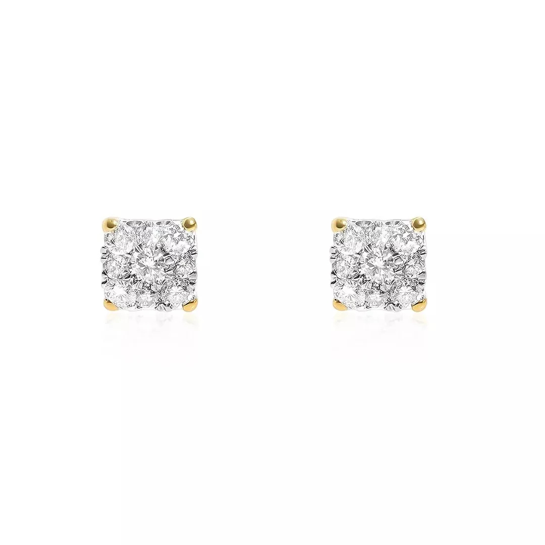 14k Yellow Solid Gold Diamond Stud Earring 0.35 Ctw