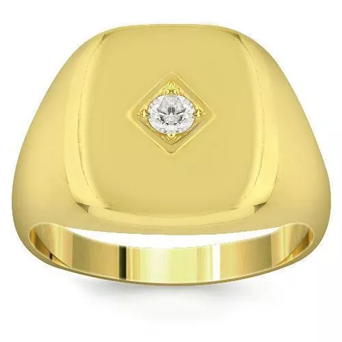 14K Yellow Solid Gold Mens Diamond Ring 0.15 Ctw
