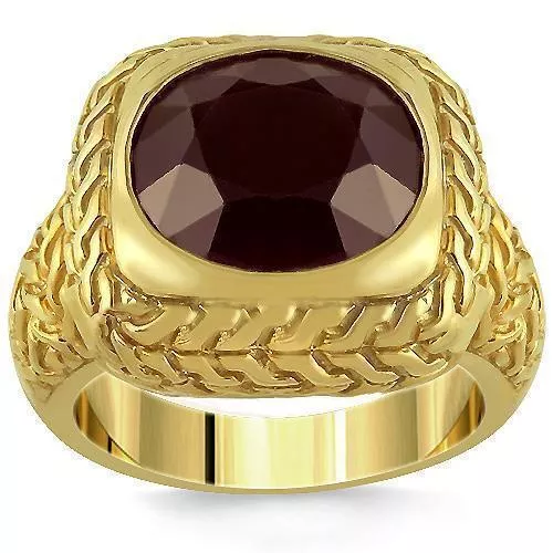 14K Yellow Solid Gold Mens Ruby Ring 9.00 Ctw