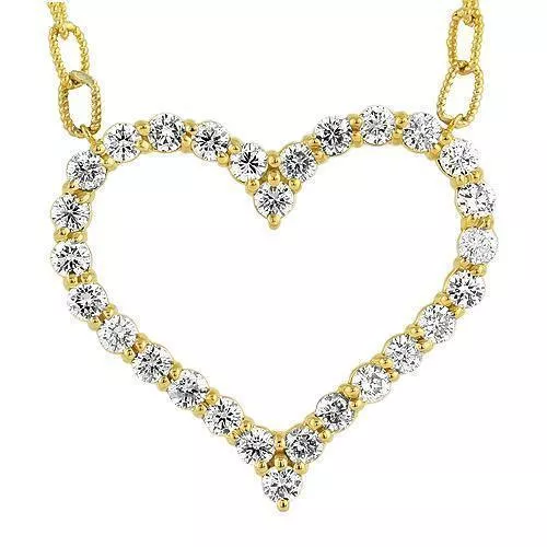 14K Yellow Solid Gold Womens Custom Made Hear Pendant With Round Diamonds 5.50 Ctw
