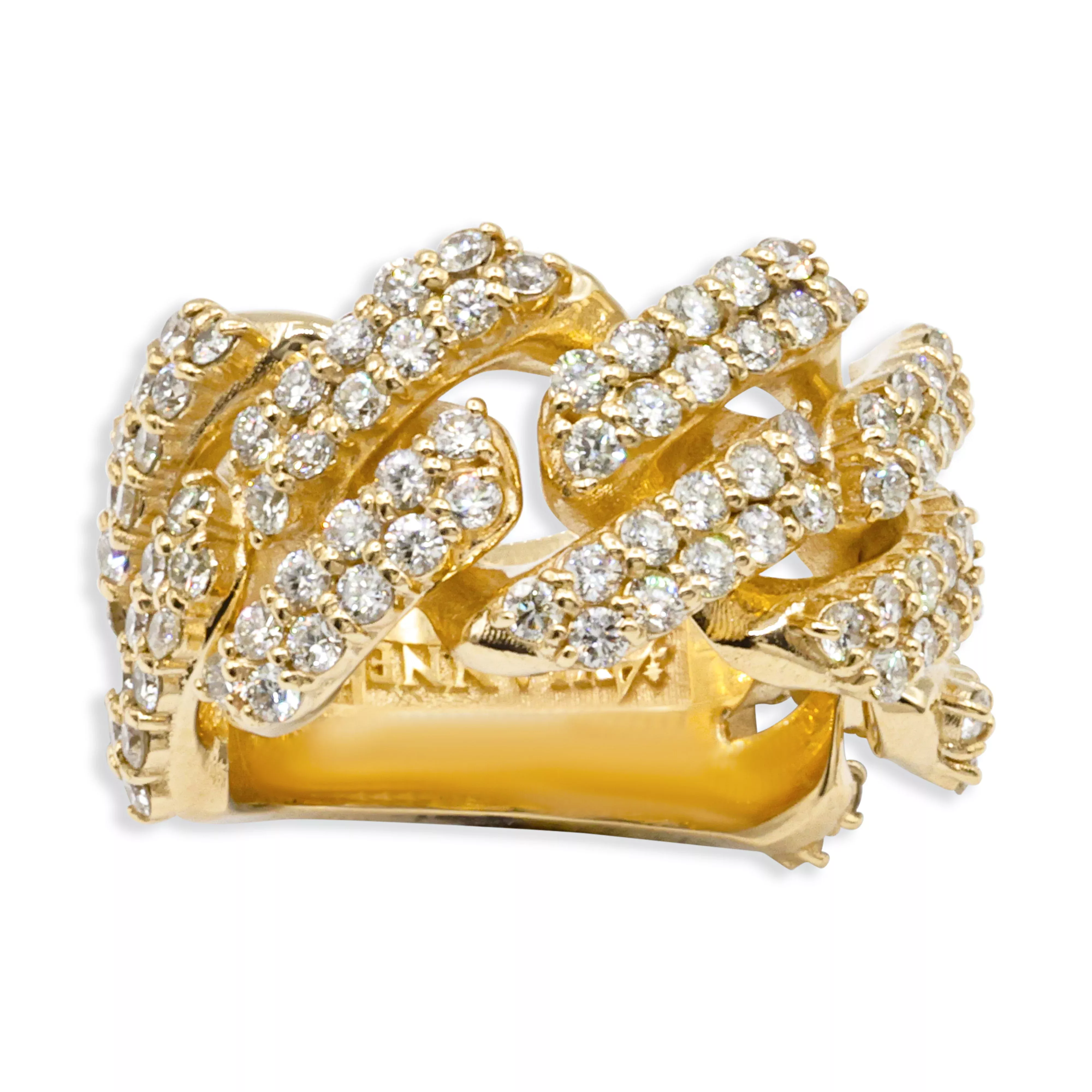 14kt Cuban Ring Yellow Gold 2.42 CtW