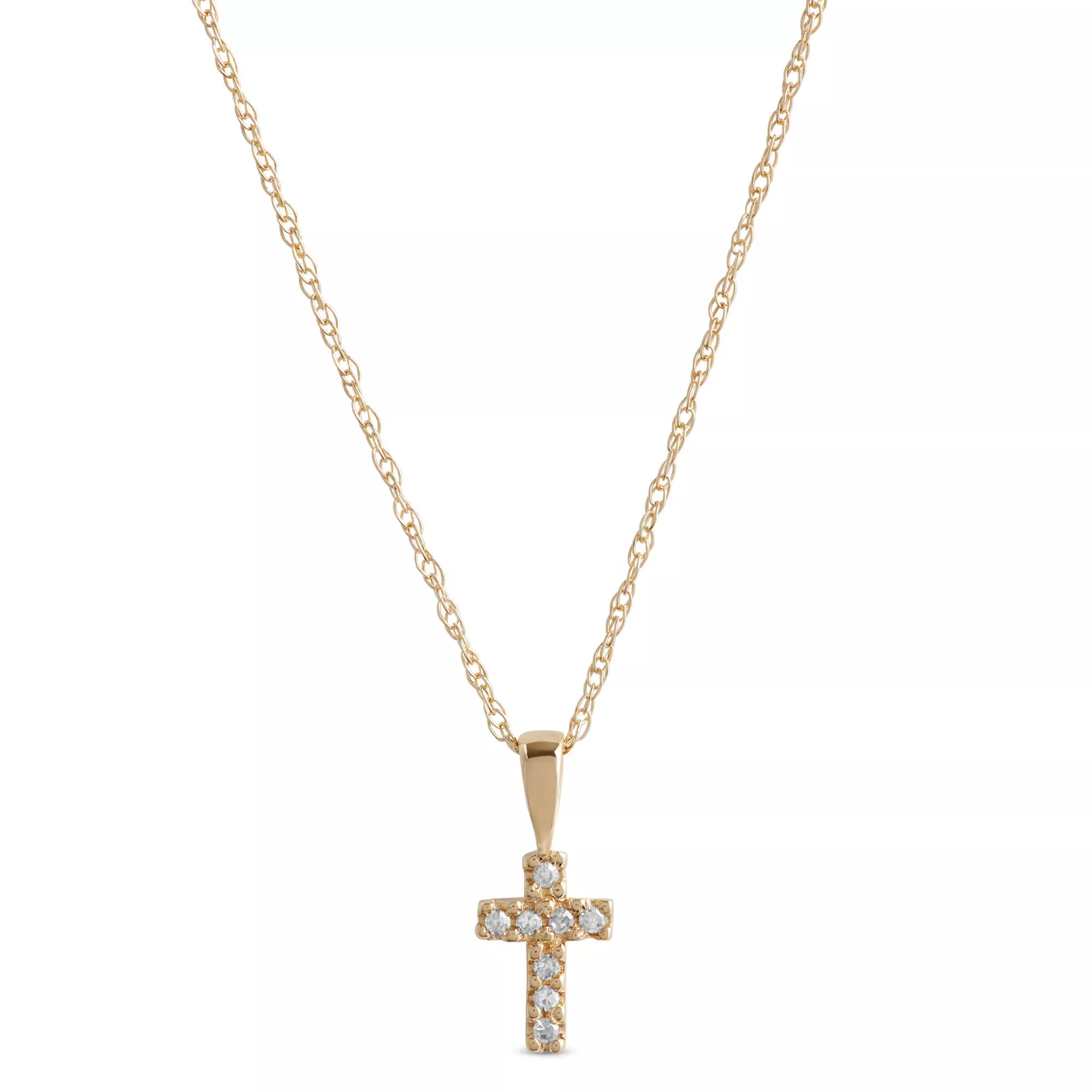 15-Inch Cross Pendant Necklace, 14K Yellow Gold
