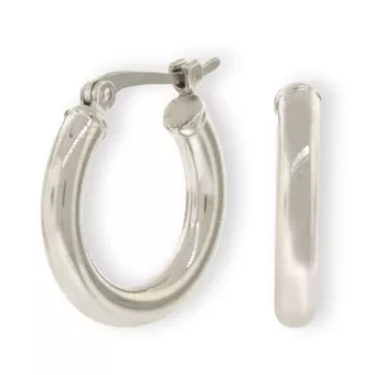 15MM Hoop Earrings, 14K White Gold