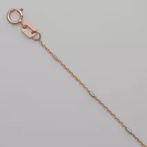 16-Inch 14K Rose Gold Cable Chain with White Gold Bars
