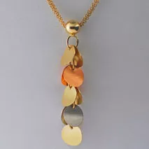 17-Inch 14K Tri-Color Satin Circle Drop Pendant