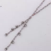 17-Inch 14K White Gold Open Link w / Disco Ball ' Y ' Chain