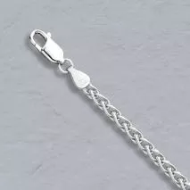 18-Inch 14K White Gold Round Wheat 3.4mm Chain