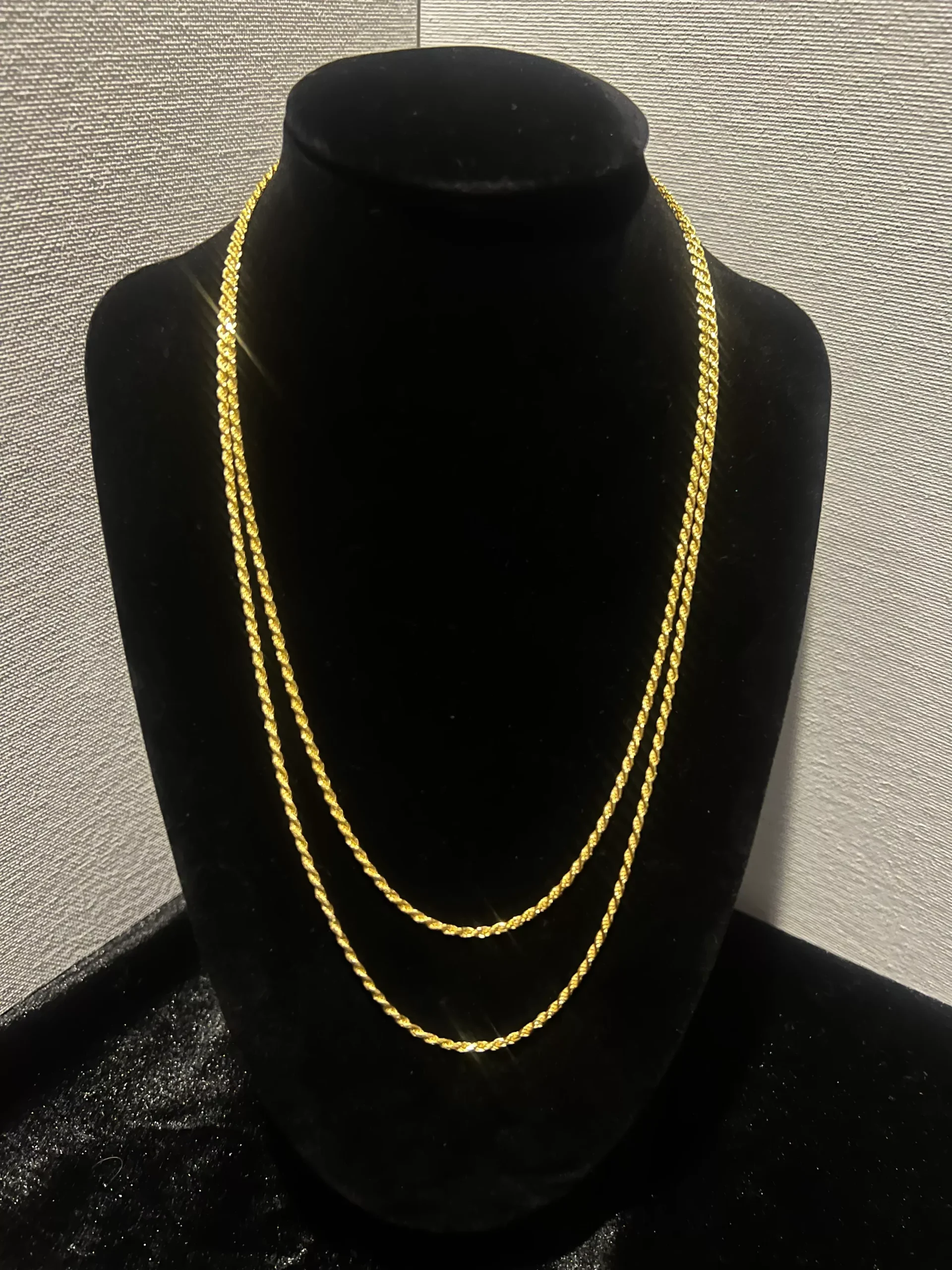 18k gold over silver Diamond cut rope chain - 2mm - 20 inches