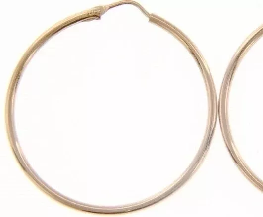 18k rose gold round circle earrings diameter 30 mm width 1.7 mm, made in Italy