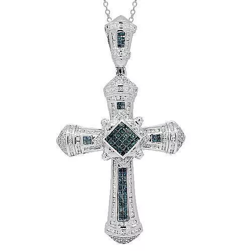 18K Solid White Gold Diamond Pendant 0.45 Ctw
