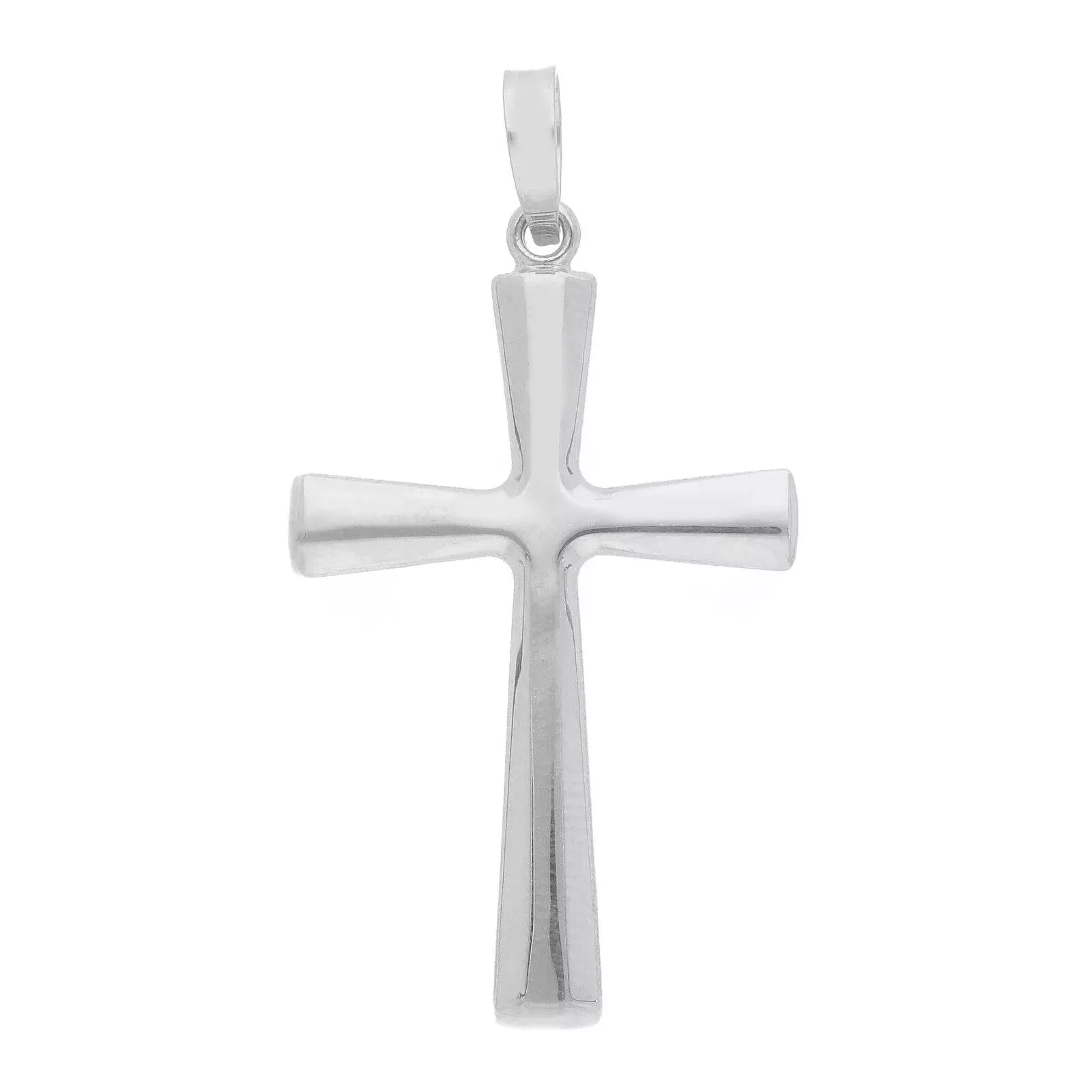 18k white gold hollow cross very luster and shiny 30 mm length