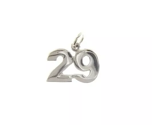 18k white gold number 29 twenty nine small pendant charm, 0.4", 10mm