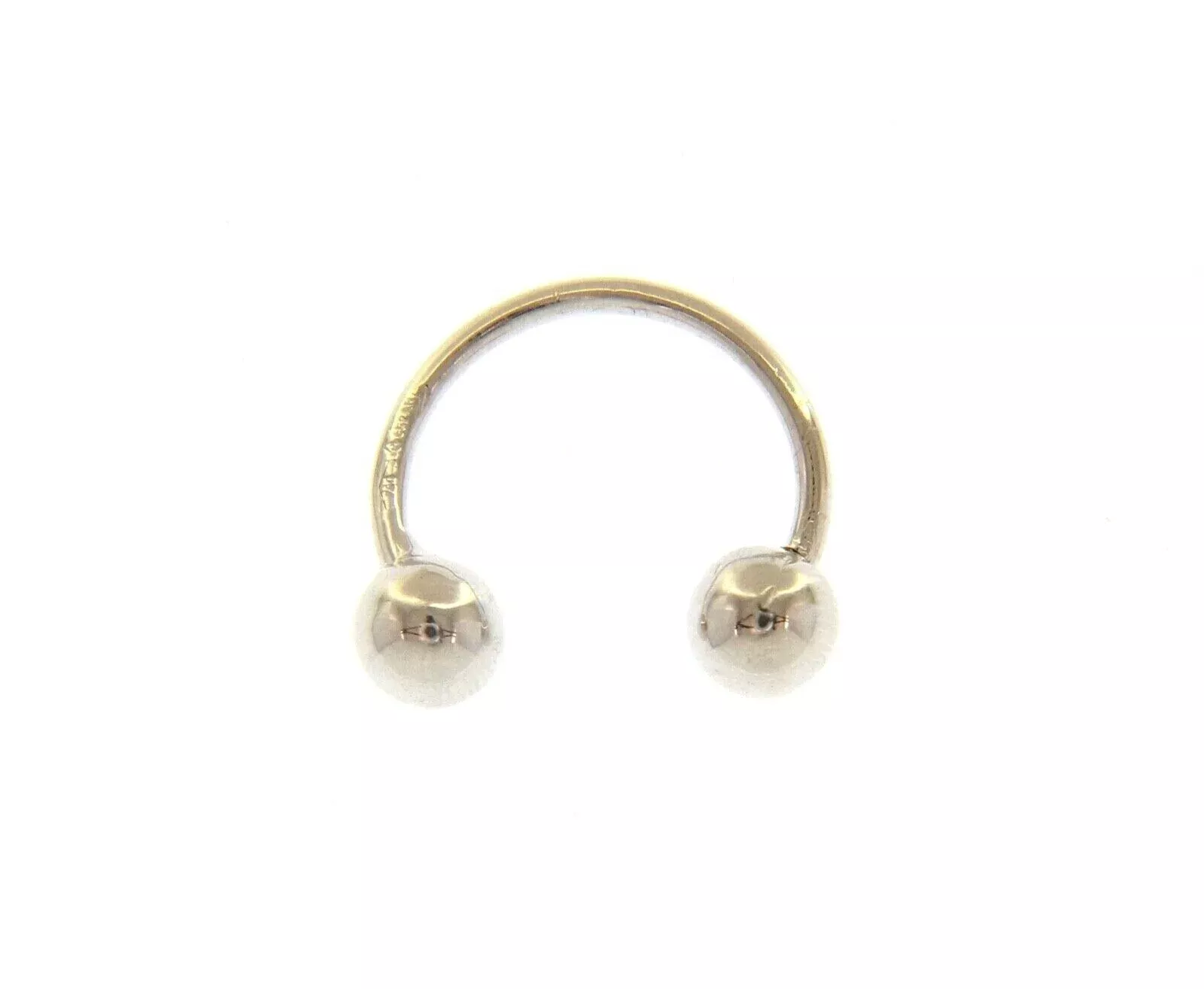 18K WHITE GOLD PIERCING, BARBELL CURVE CIRCULAR, BALLS 5mm MADE IN ITALY