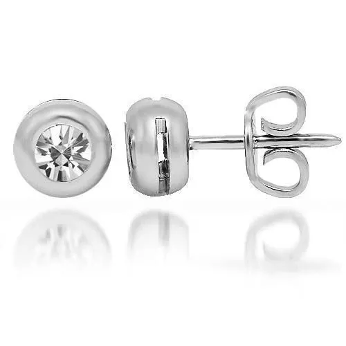 18K White Solid Gold Diamond SolitaireStud Earrings 0.50 Ctw