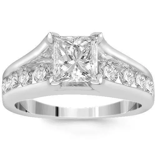 18K White Solid Gold IGI Certified Diamond Engagement Ring 2.01 Ctw