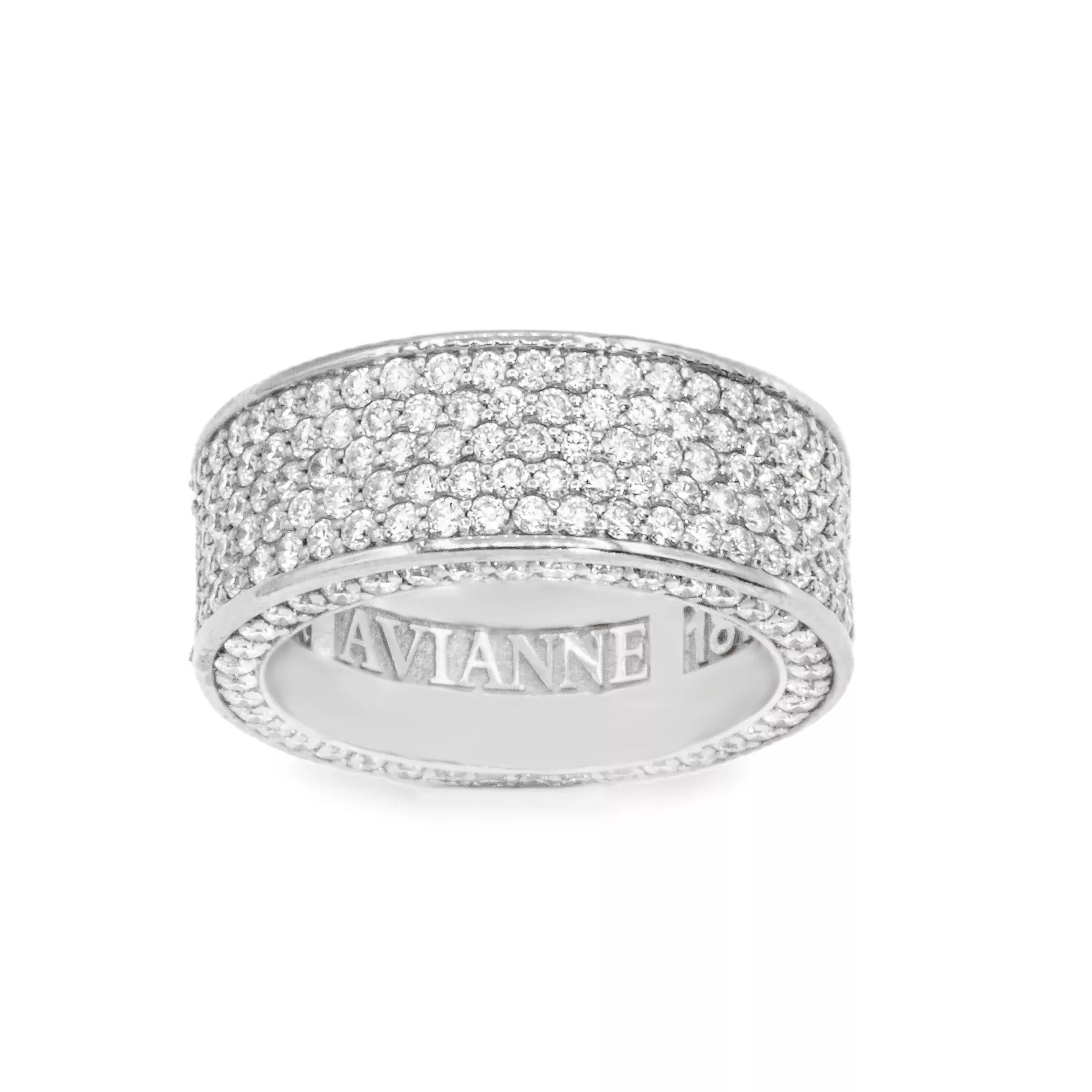 18K White Solid Gold Mens Diamond Eternity Band 4.78 Ctw