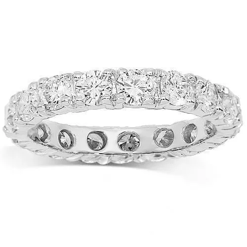 18K White Solid Gold Womens Diamond Eternity Ring Band 2.80 Ctw