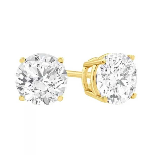 18K White/Yellow Gold 2.01Total Carat Weight Natural Diamond Studs