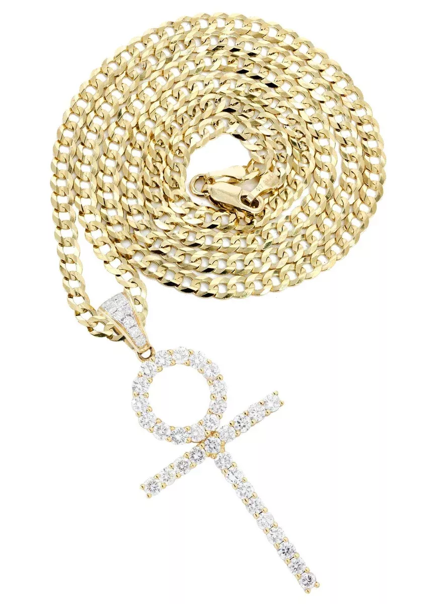 18K Yellow Gold Diamond Cross Necklace| 2.01 Carats