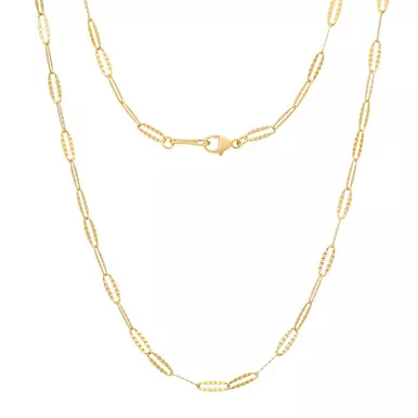18k Yellow Gold Diamond Cut Paper Clip Link Chain, 2.3mm16 Inches
