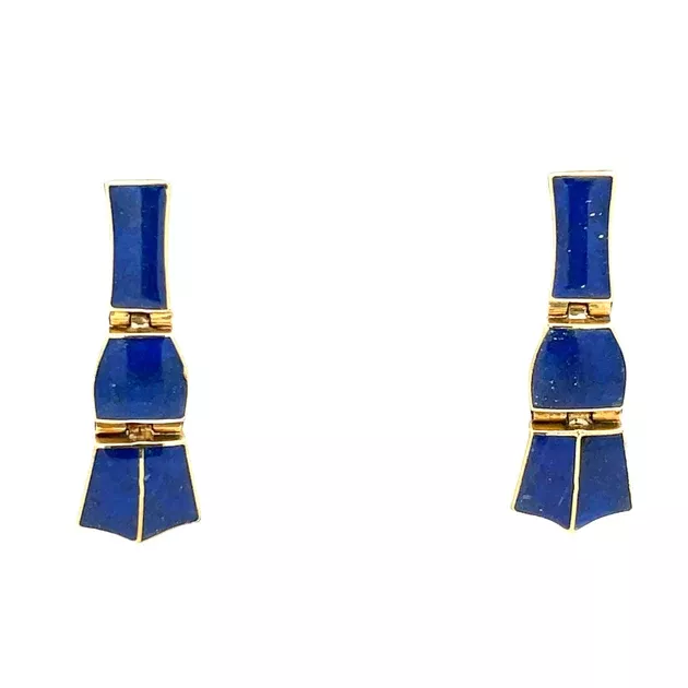 18K Yellow Gold Lapis Lazuli Drop Earrings