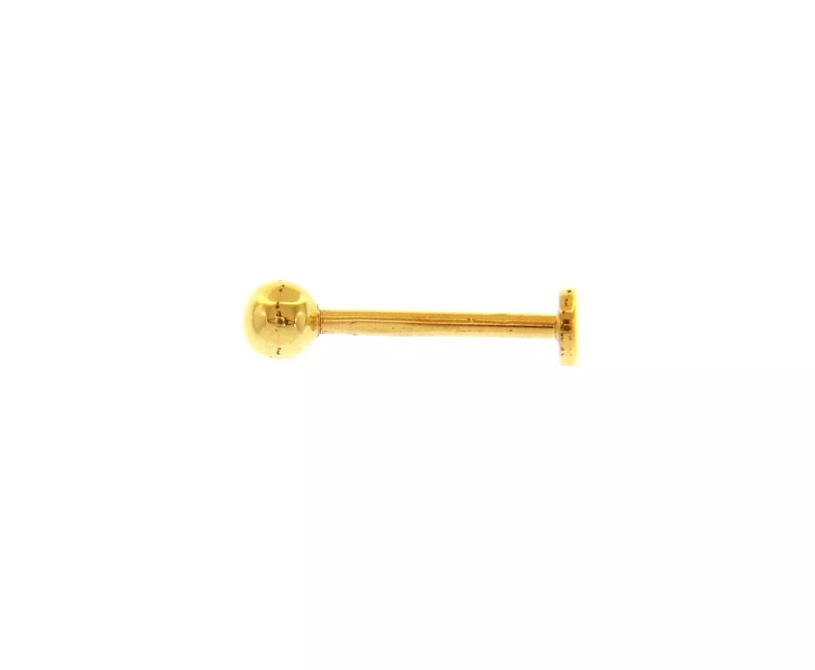 18K YELLOW GOLD PIERCING LABRET WITH 4mm BALLS, SPHERE, MADE IN ITALY