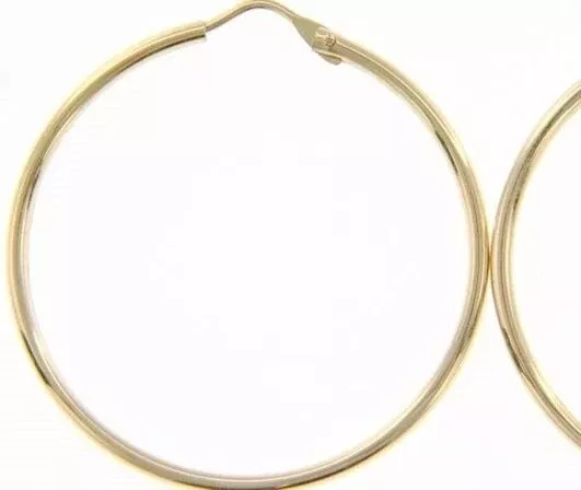 18K YELLOW GOLD ROUND CIRCLE EARRINGS DIAMETER 30 MM WIDTH 1.7 MM, MADE IN ITALY