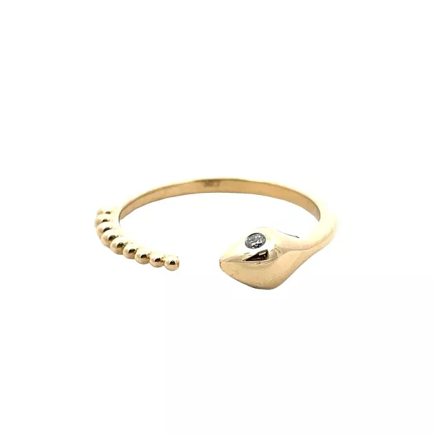 18K Yellow Gold Serpent Cuff Diamond Ring