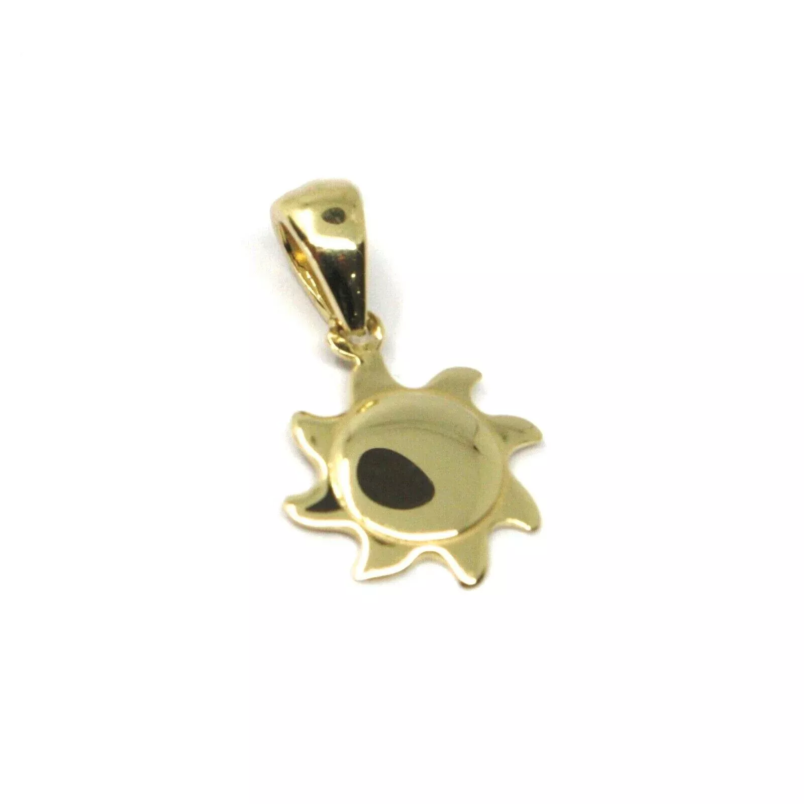 18K YELLOW GOLD SUN PENDANT MINI 10mm DIAMETER, FLAT SOLID, MADE IN ITALY