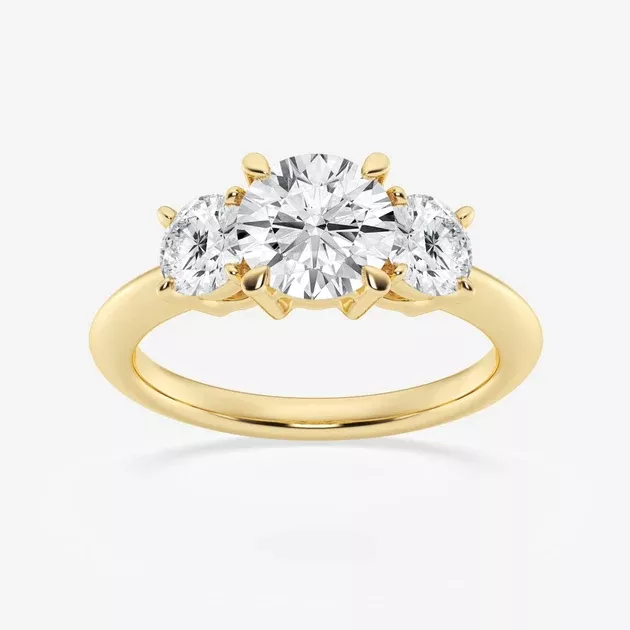 2 - 5 Total Carat Weight Round Lab Grown Diamond Three-Stone Ring