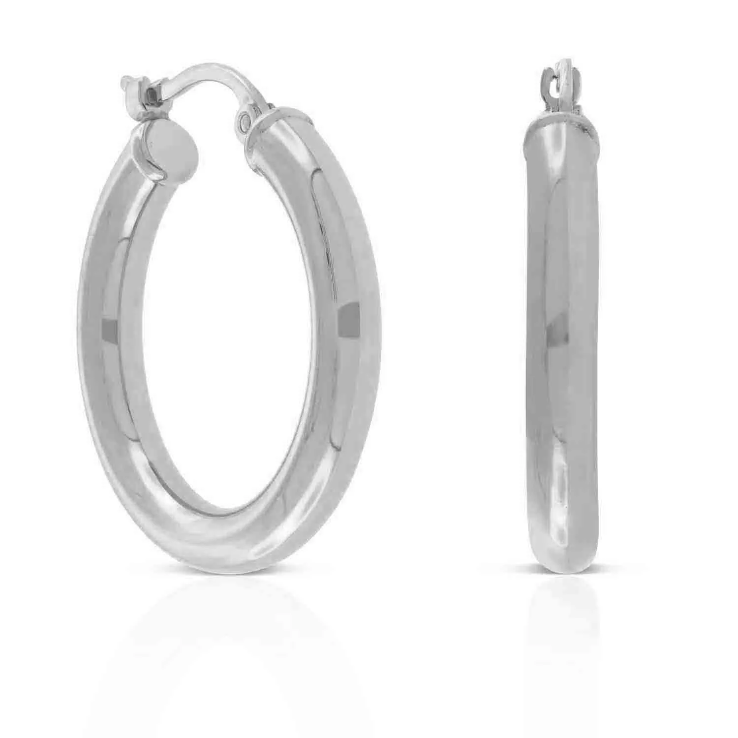 20MM Hoop Earrings, 14K White Gold
