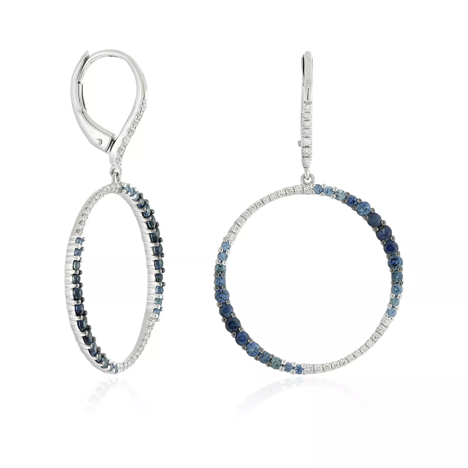 20MM Sapphire & Diamond Circle Earrings 14K