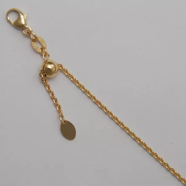 22-Inch 18K Yellow Gold Round Cable 1.6mm, Adjustable