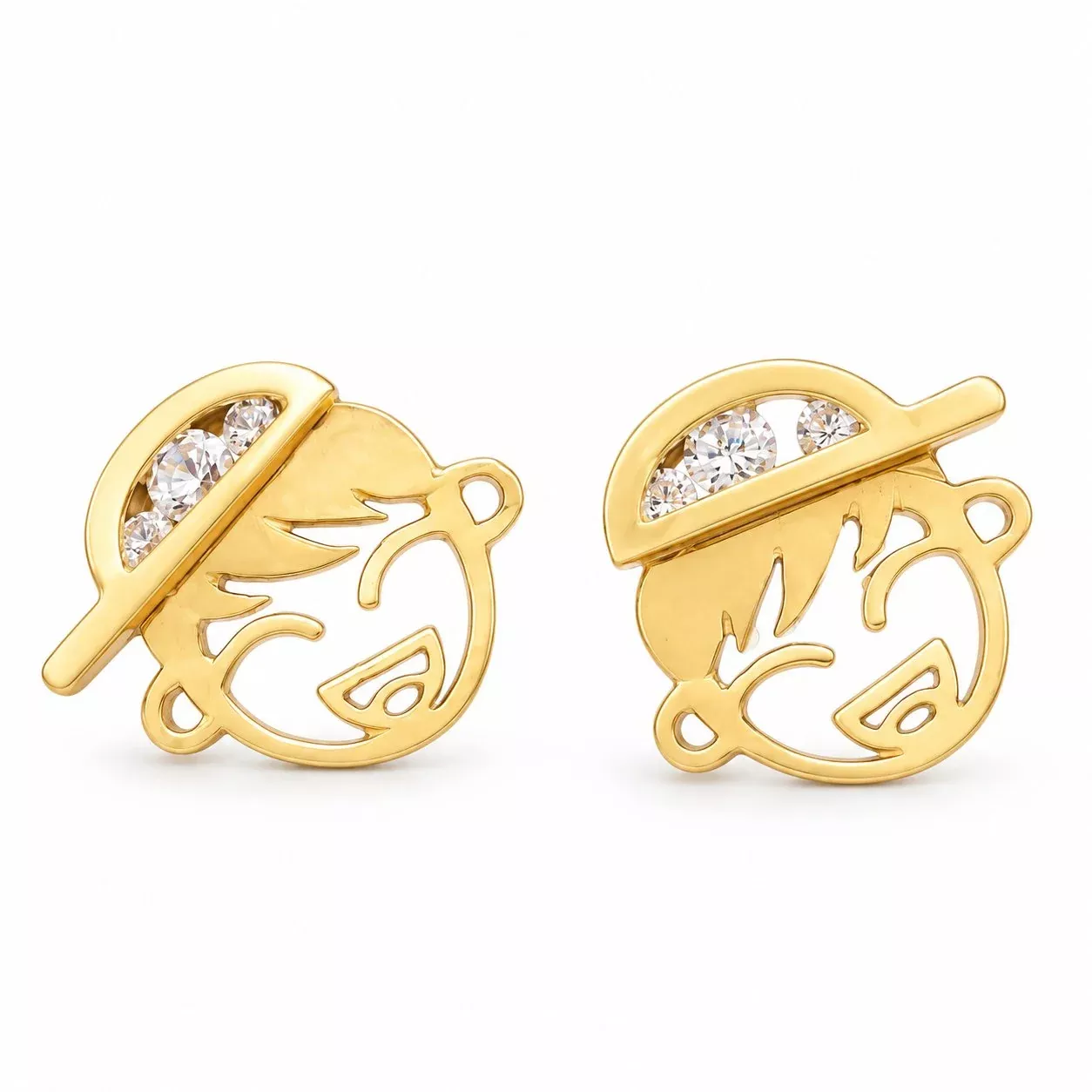 .25Ct CZ 14K Yellow Gold Boy Cap Stud Earrings