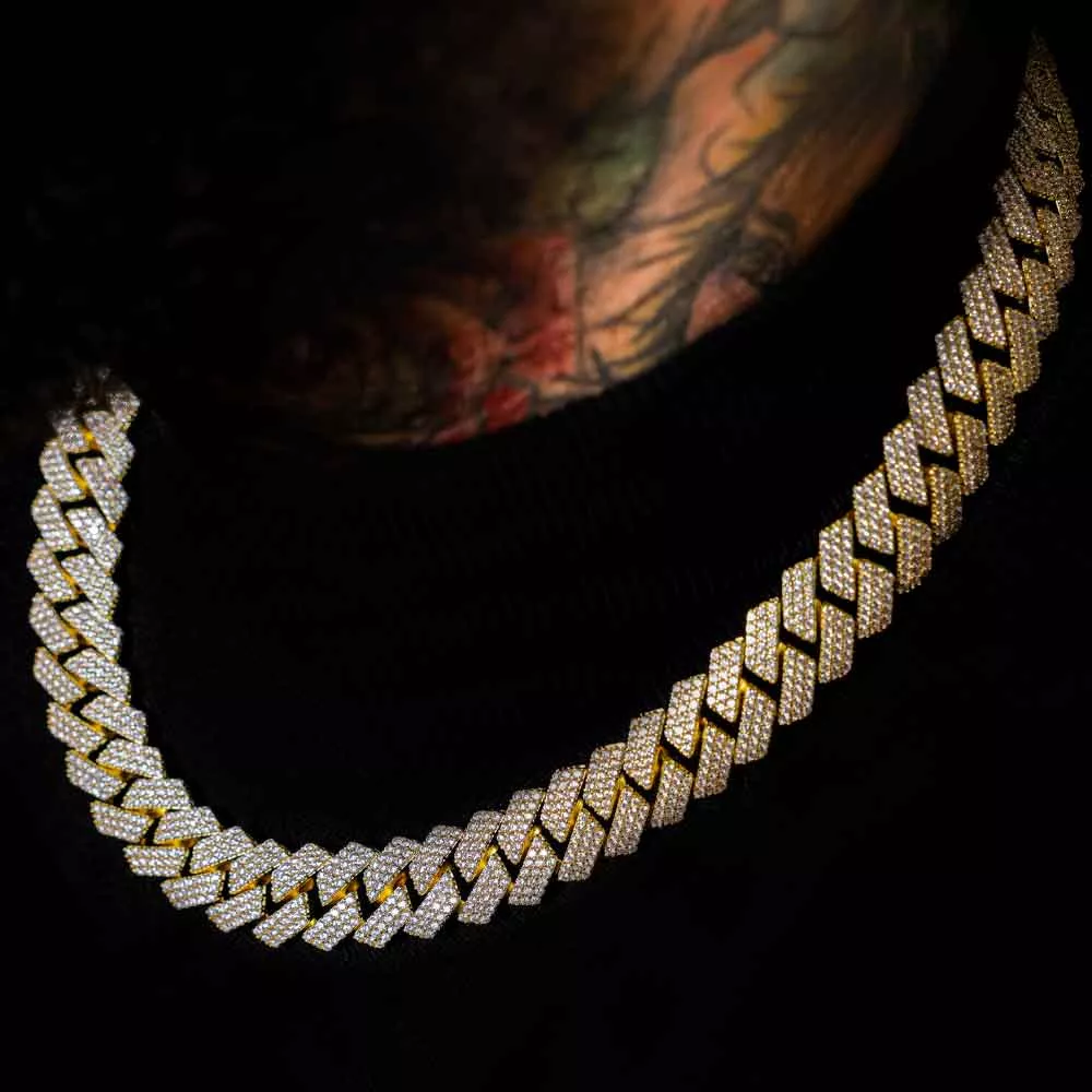 3 Row Diamond Cuban Chain 18mm